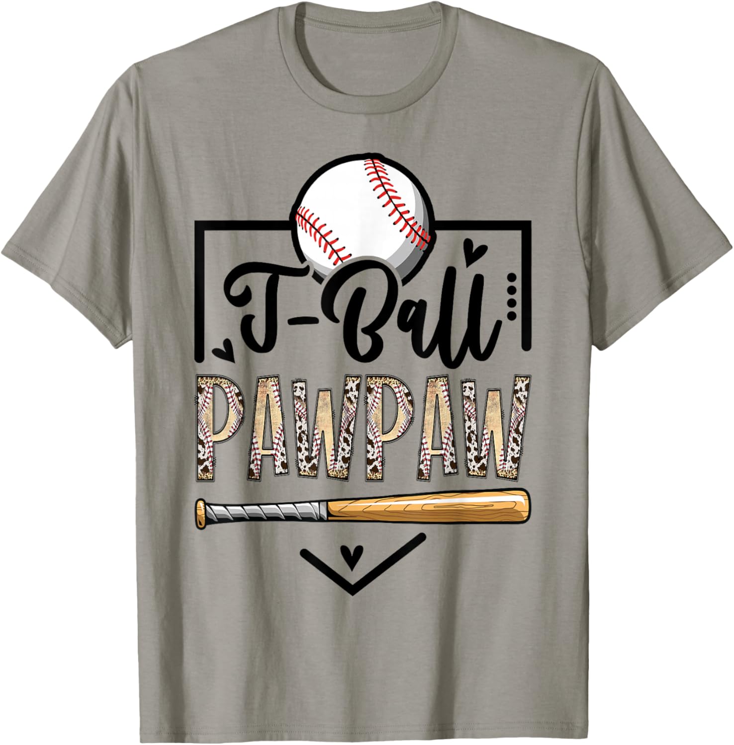 T-Ball Pawpaw Leopard Funny Ball Game Day T-Shirt - T-Shirt | Sand