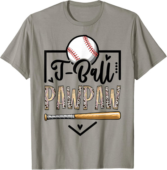 T-Ball Pawpaw Leopard Funny Ball Game Day T-Shirt - T-Shirt | Sand