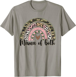 Glitter & Dirt Mom Mama of Both Leopard & Camo Mother's Day T-Shirt - T-Shirt | Sand