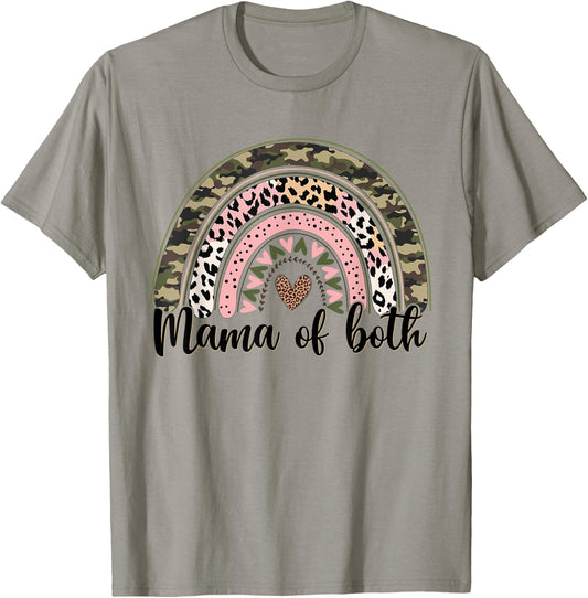 Glitter & Dirt Mom Mama of Both Leopard & Camo Mother's Day T-Shirt - T-Shirt | Sand