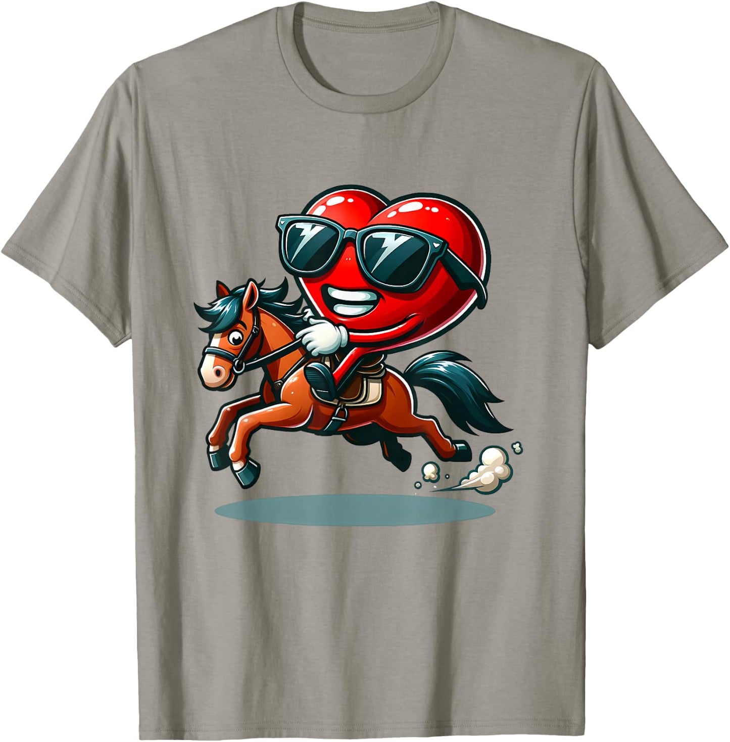 Funny Valentine Horse Riding Lover Horses Enthusiast Hearts T-Shirt - T-Shirt | Sand