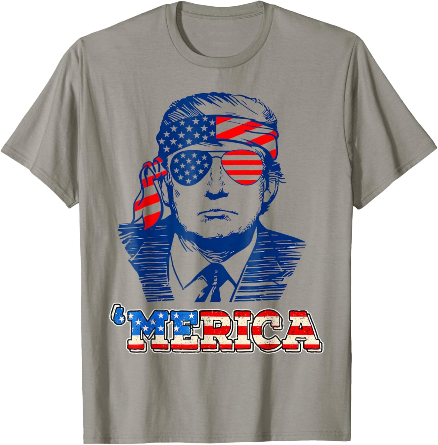 'MERICA TRUMP Happy 4th Of July Trump American Flag Women Girls Kids Men T-Shirt - T-Shirt | Sand