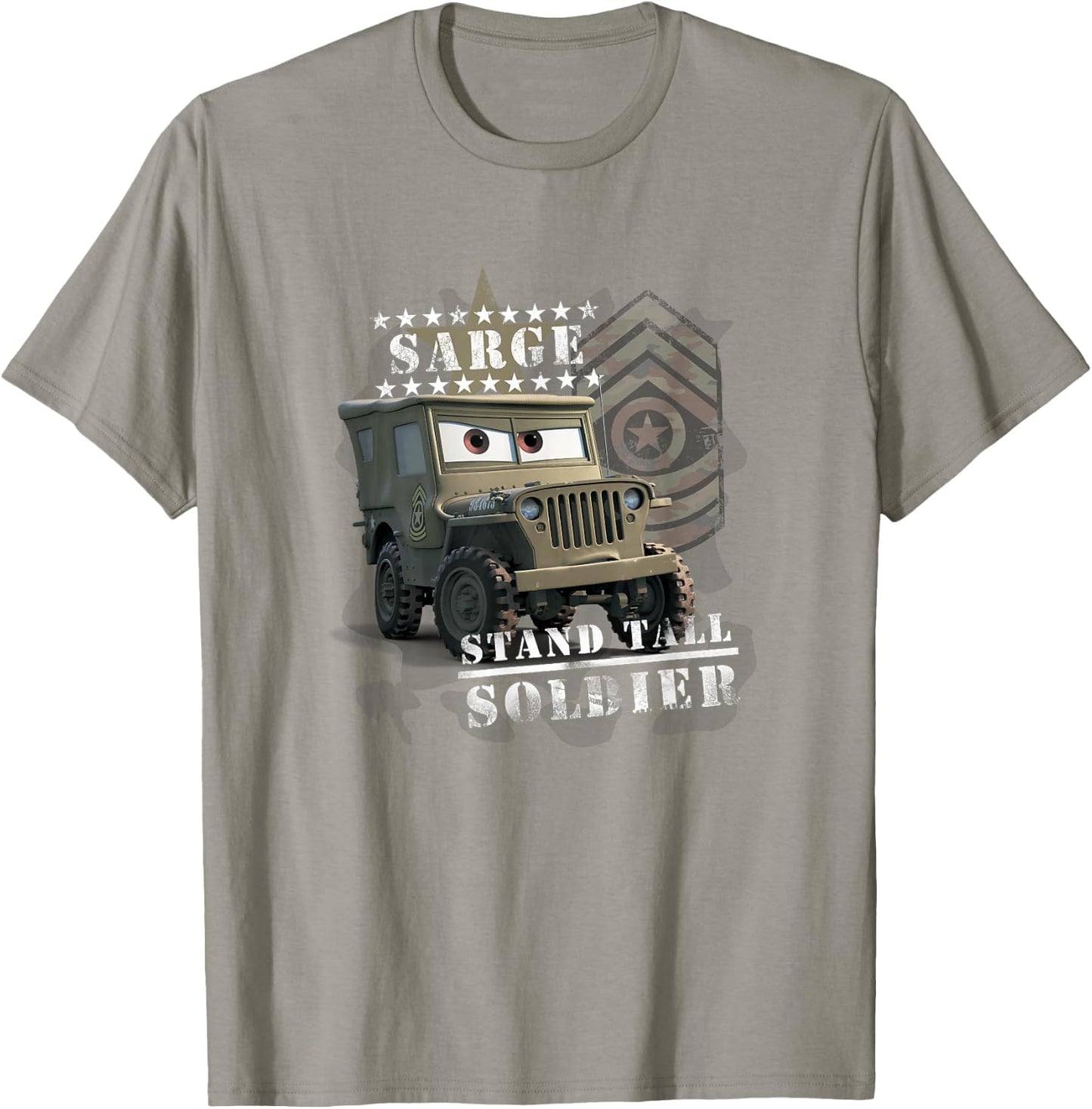 Disney Pixar Cars Sarge Stand Tall Soldier Vintage Shot T-Shirt - T-Shirt | Sand