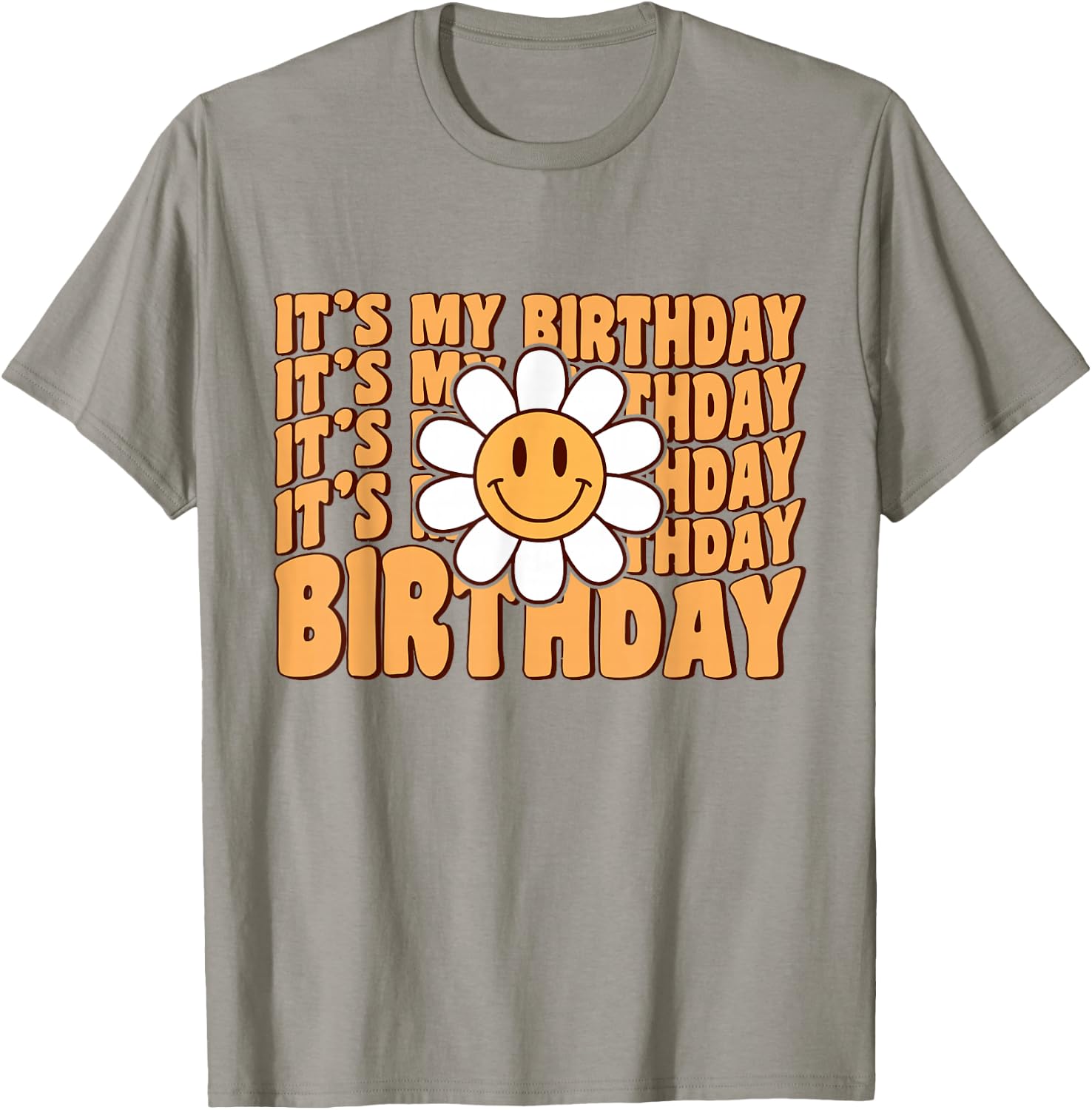 Retro My Birthday Groovy Birthday Flower Women Teens Girls T-Shirt - T-Shirt | Sand