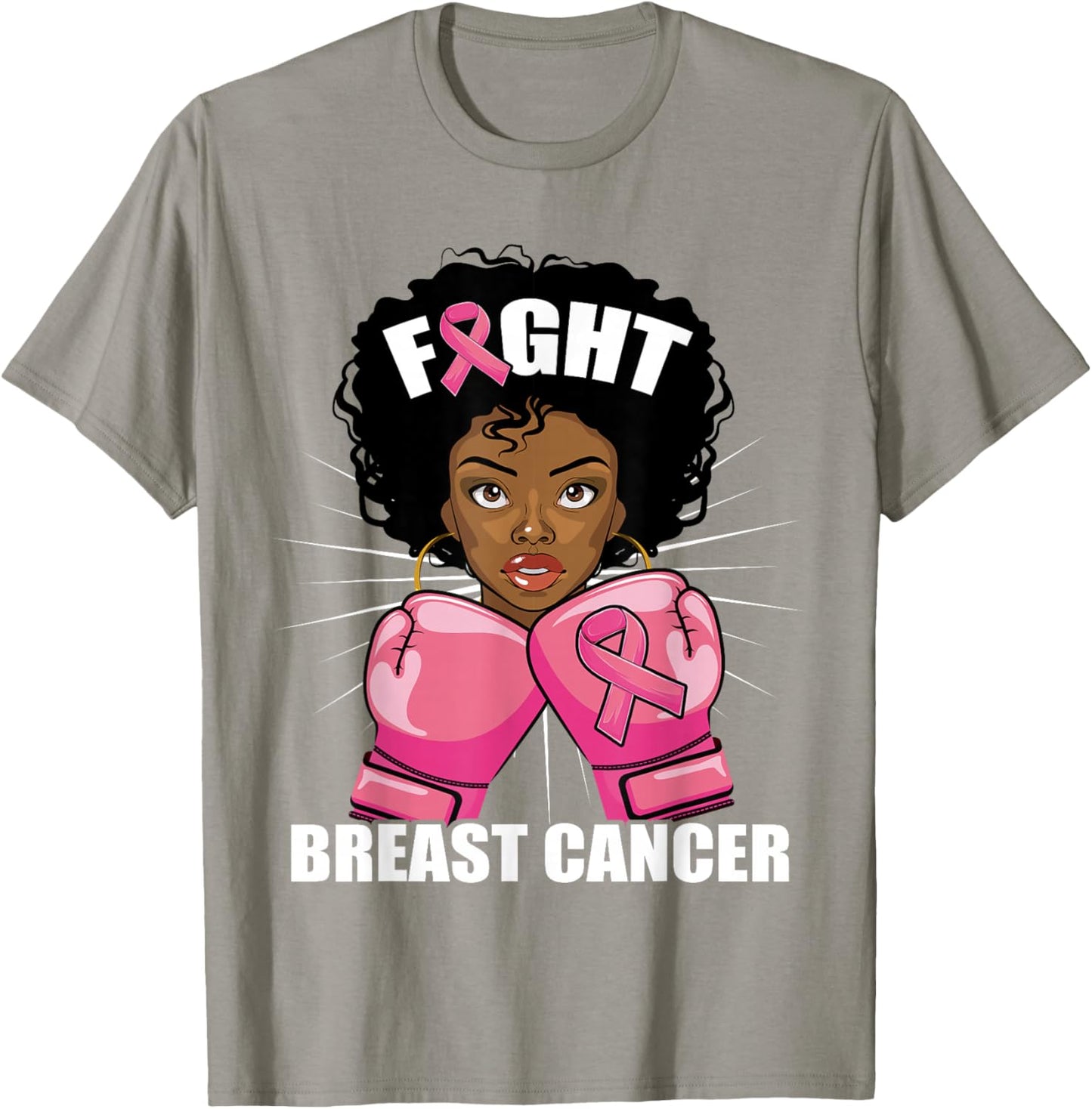 Fight Breast Cancer Awareness African American Black Women T-Shirt - T-Shirt | Sand