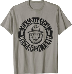 Bigfoot Believer Co Women's Grey Classic Fit Retro Bigfoot Sasquatch Research Team T-Shirt - T-Shirt | Sand