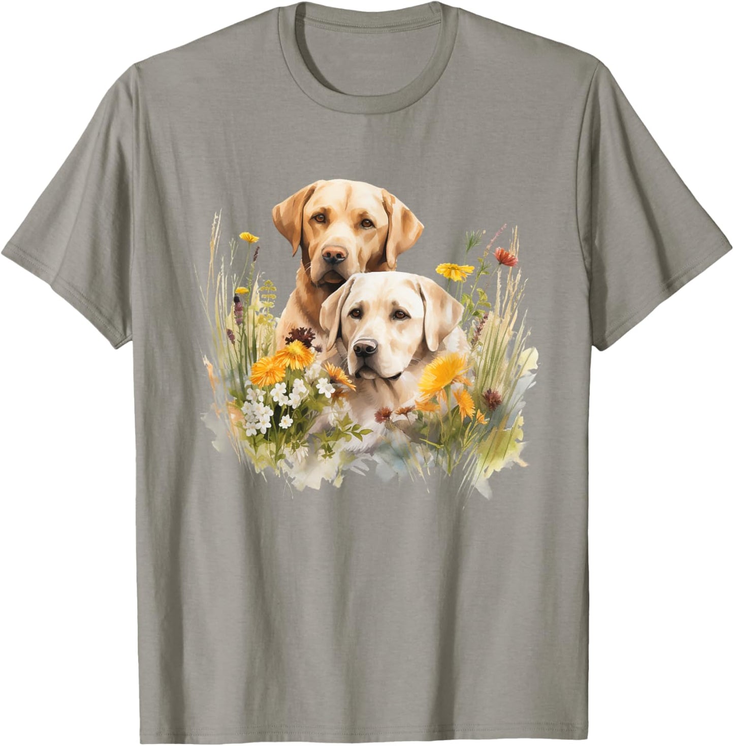 Floral Wildflower Dog Labrador Retriever Men Women Kids T-Shirt - T-Shirt | Sand