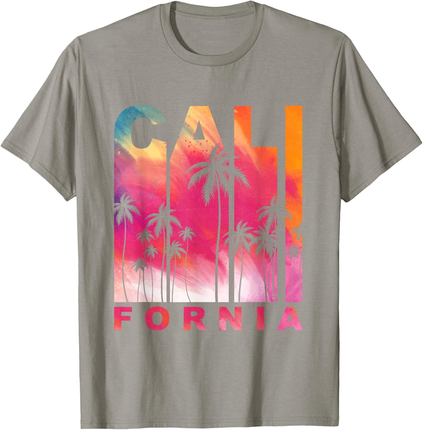 Summer Vacation Palm Trees CA Vintage Tropical California T-Shirt - T-Shirt | Sand