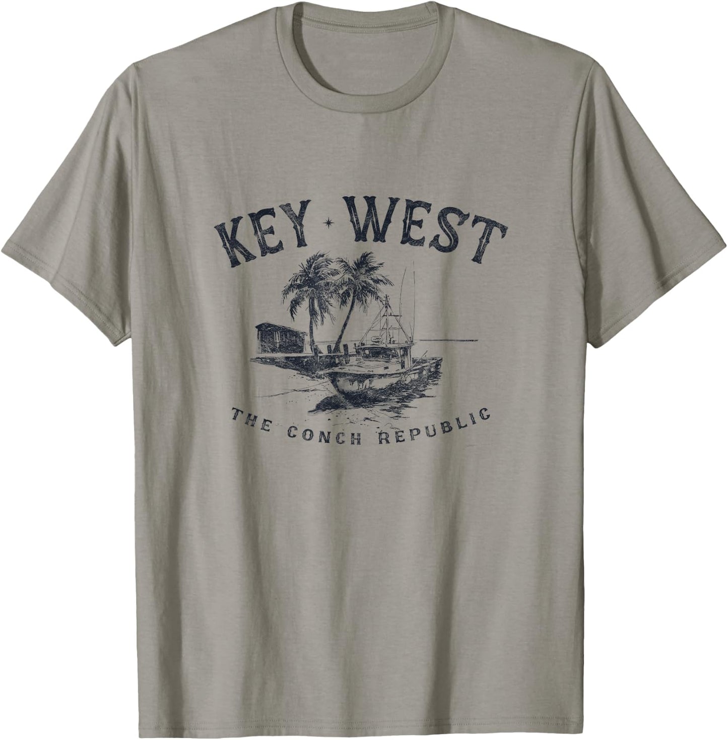 Key West Fishing Boat Conch Republic Tackle Gift T-Shirt - T-Shirt | Sand
