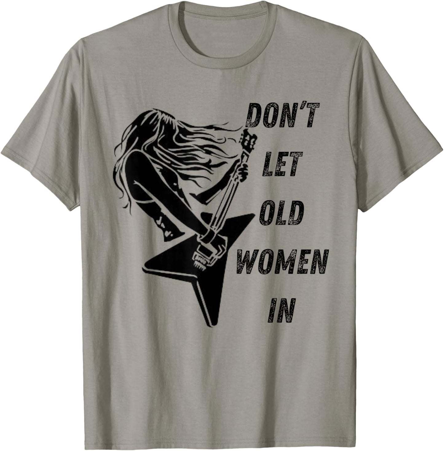 Don't Let The Old Women In Vintage Walking With A Guitar T-Shirt - T-Shirt | Sand