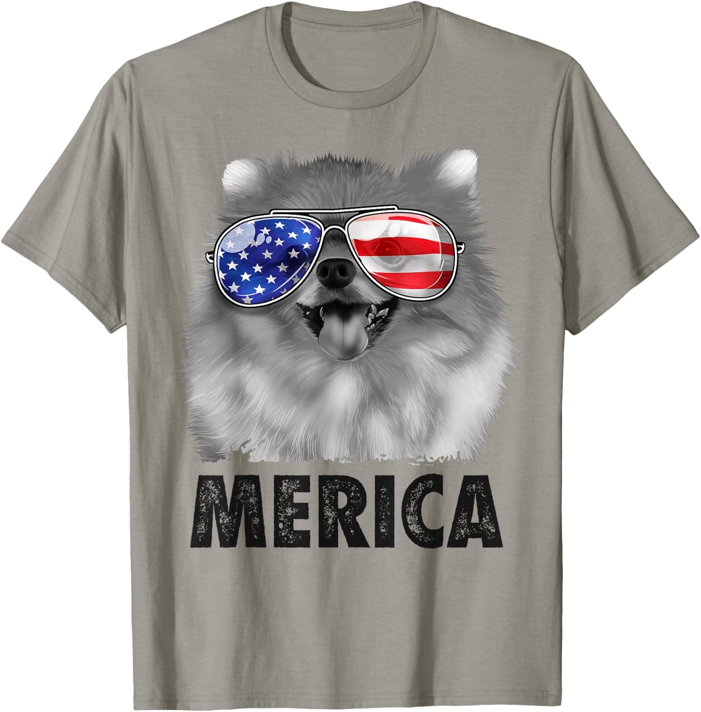 Pomeranian 4th of July Merica Men American Flag Pom Dog T-Shirt - T-Shirt | Sand