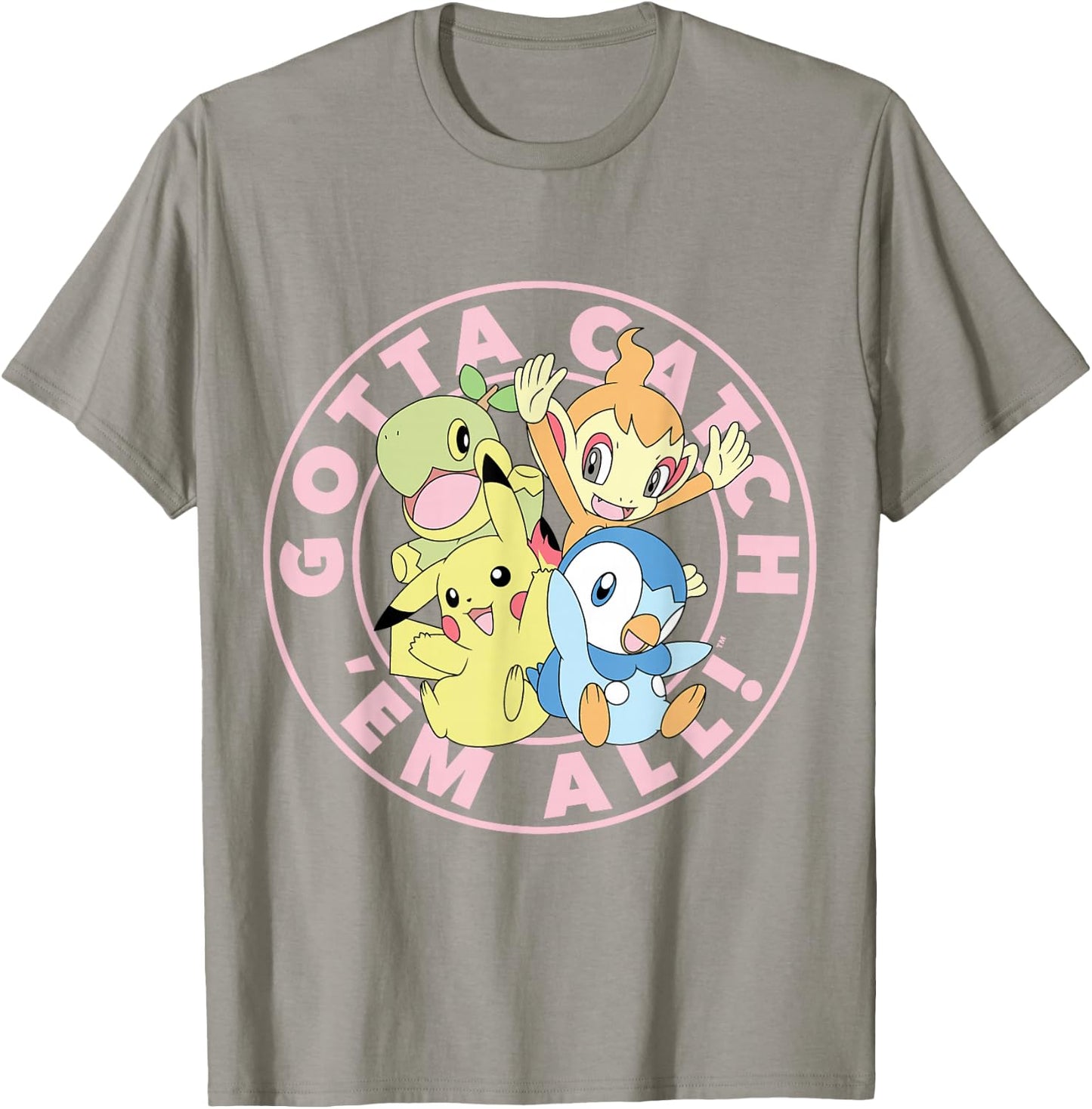 Pokémon - Gotta Catch Em All Pikachu Piplup Chimchar Turtwig T-Shirt - T-Shirt | Sand