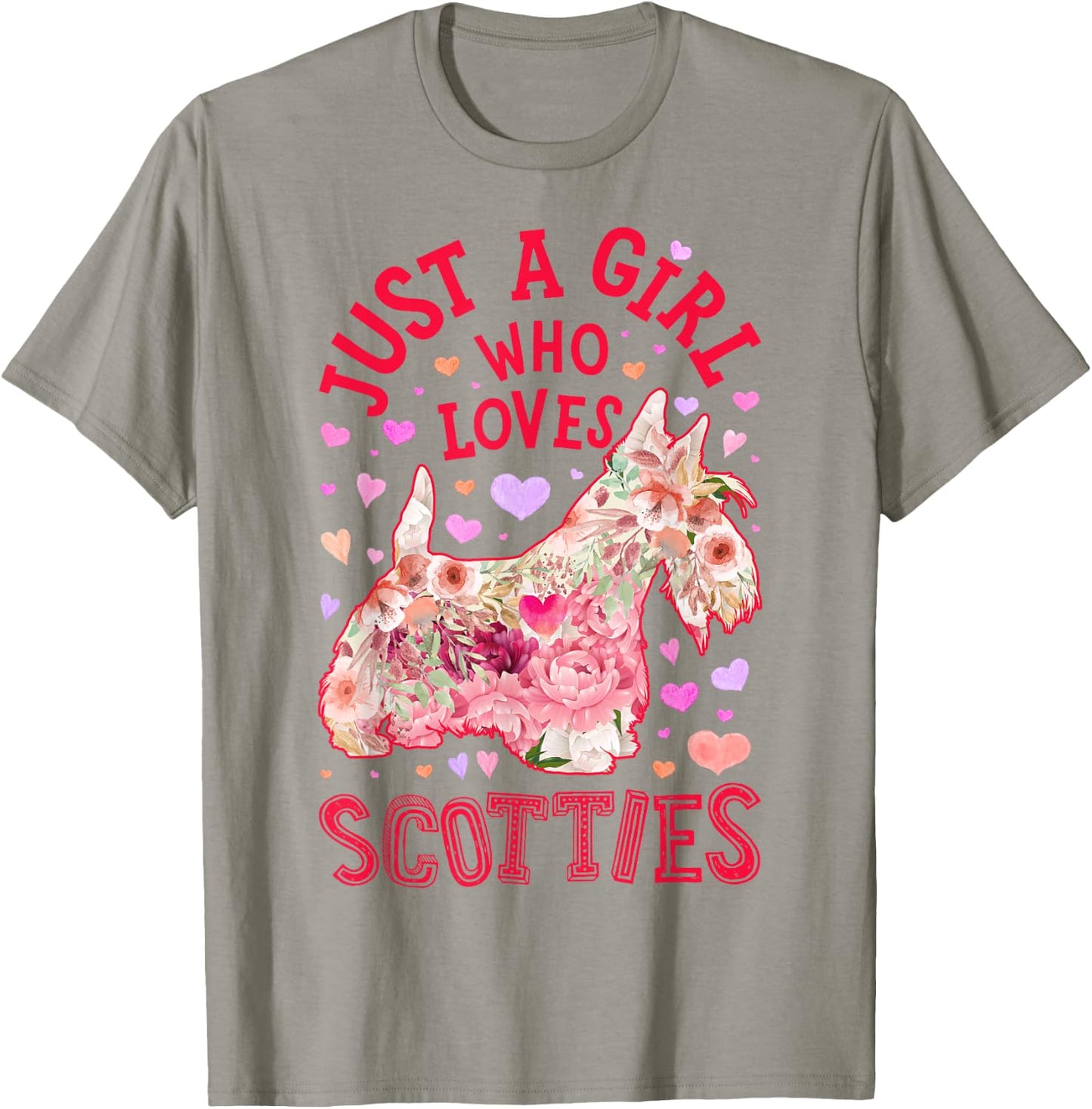 Scottie Scottish Terrier Just A Girl Who Loves Dog Flower T-Shirt - T-Shirt | Sand