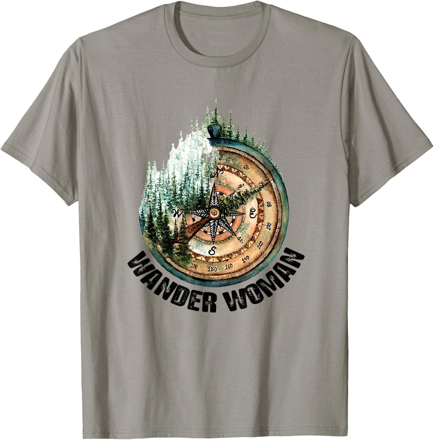 Wander Woman Exploring Go Outside Camping Hiking Lover T-Shirt - T-Shirt | Sand
