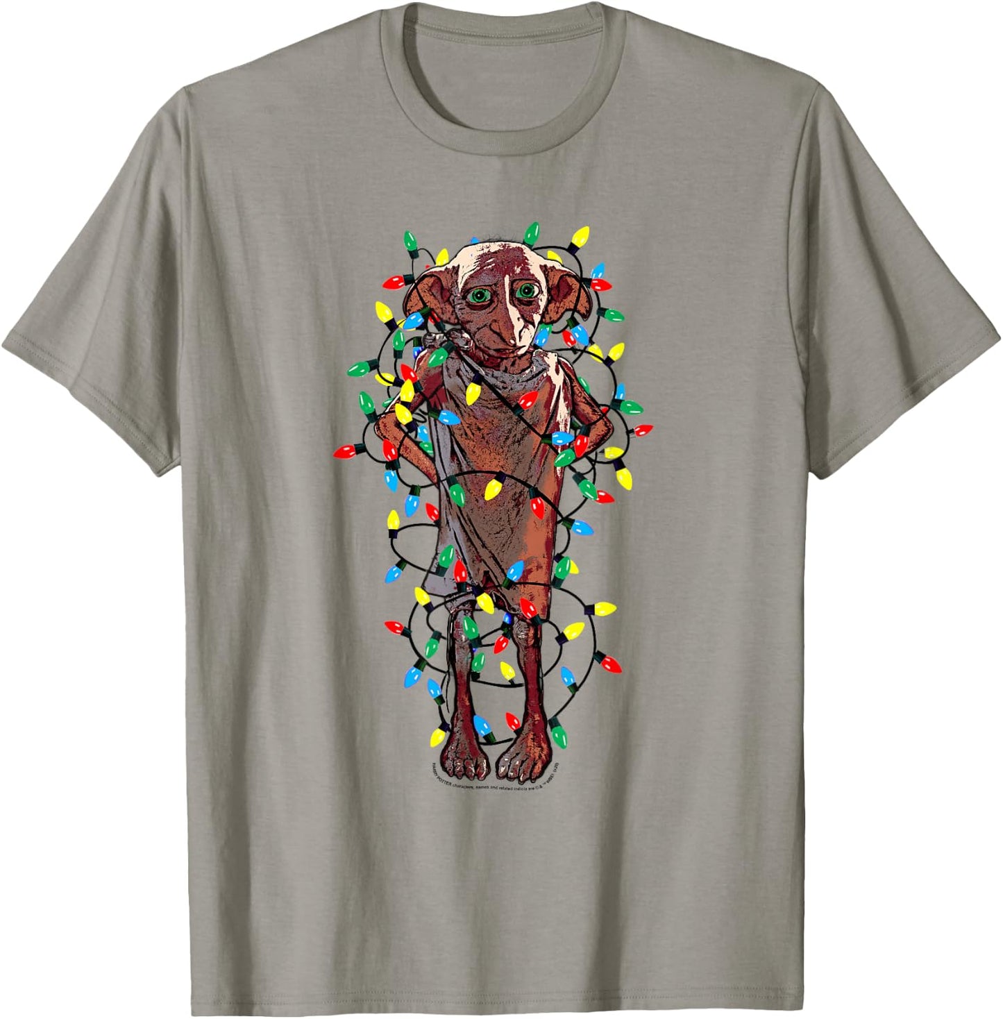 Harry Potter Christmas Dobby Christmas Lights Portrait T-Shirt - T-Shirt | Sand