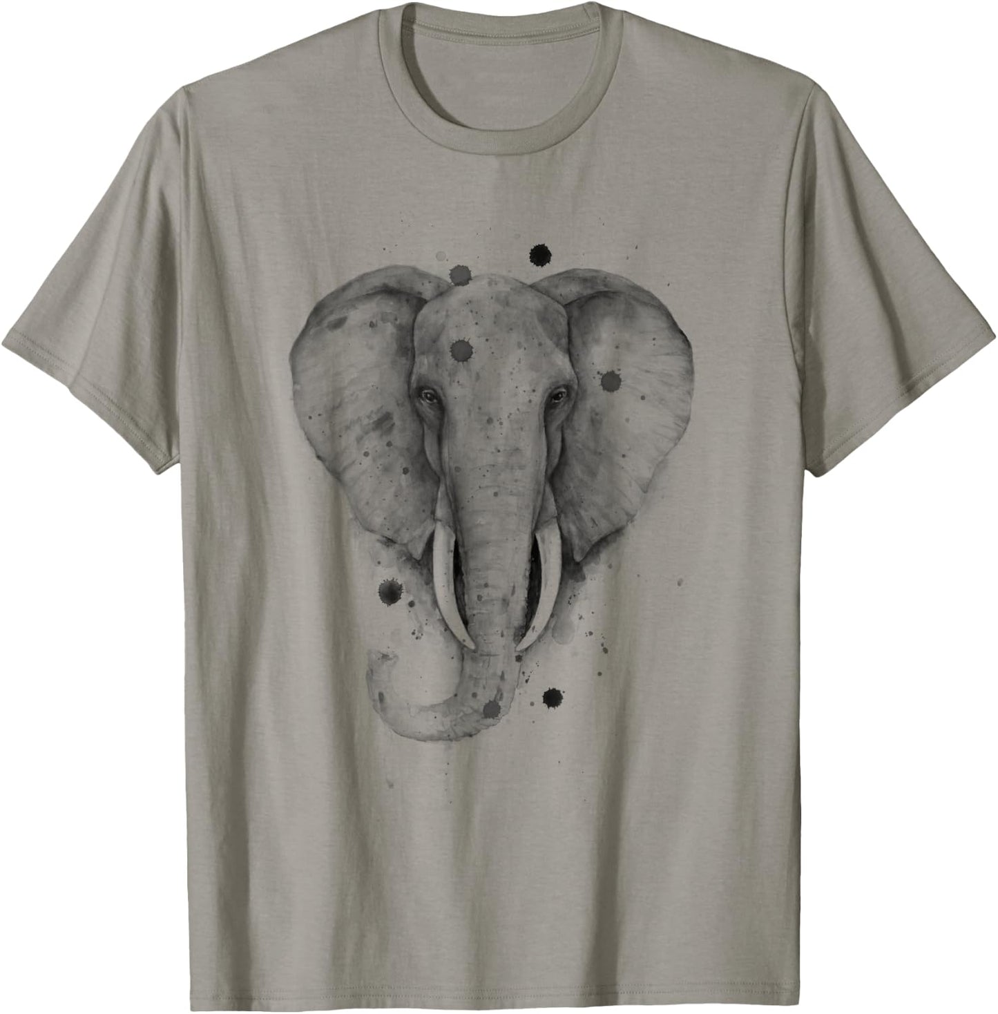 Black and White Watercolor Elephant Wildlife Beauty Animal T-Shirt - T-Shirt | Sand