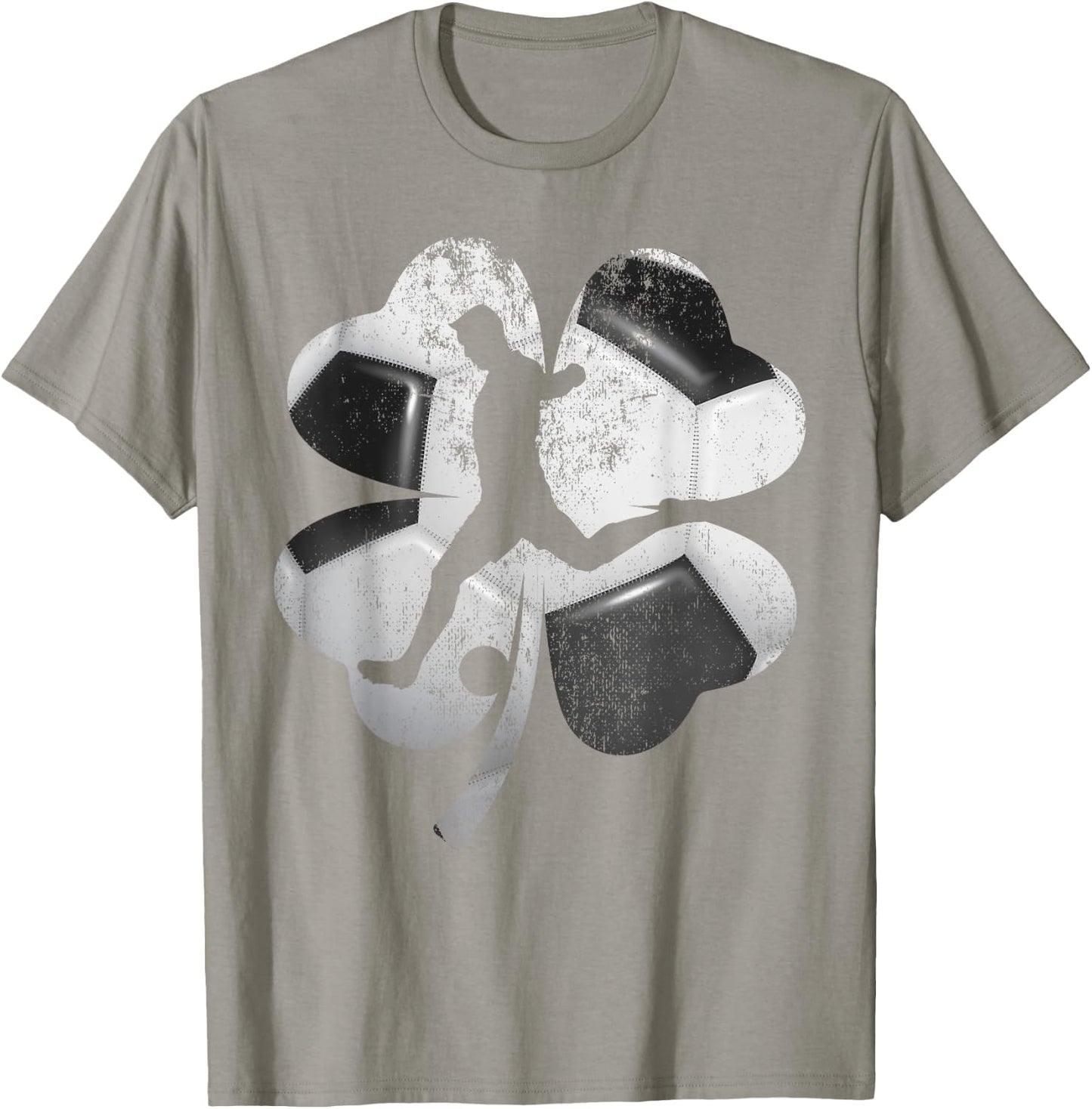 Soccer Player Silhouette & Shamrocks Saint Patricks Day Boy T-Shirt - T-Shirt | Sand