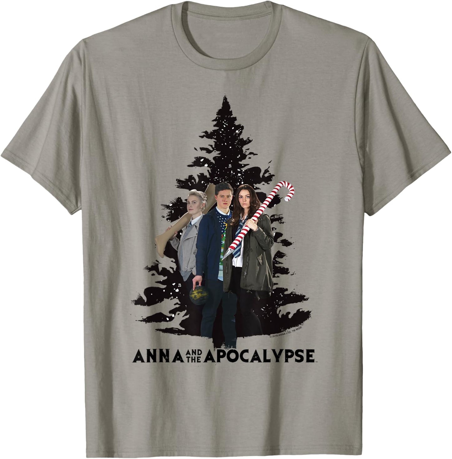 Anna and the Apocalypse Group Shot Zombie Christmas Tree T-Shirt - T-Shirt | Sand