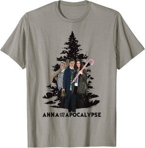 Anna and the Apocalypse Group Shot Zombie Christmas Tree T-Shirt - T-Shirt | Sand