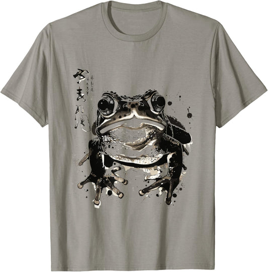 Grumpy Frog Japanese Art I Chonk Frog T-Shirt - T-Shirt | Sand