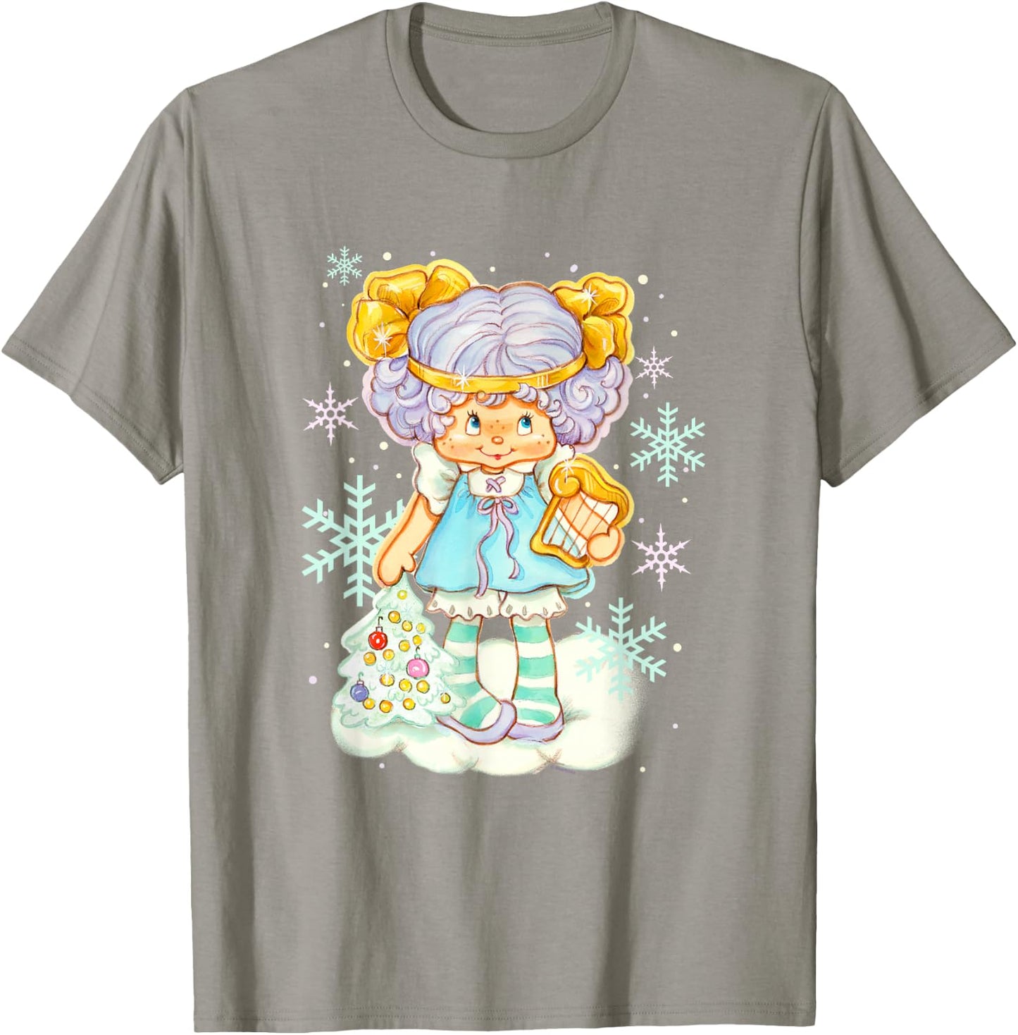 Strawberry Shortcake Christmas Cute Angel Cake Snow Portrait T-Shirt - T-Shirt | Sand