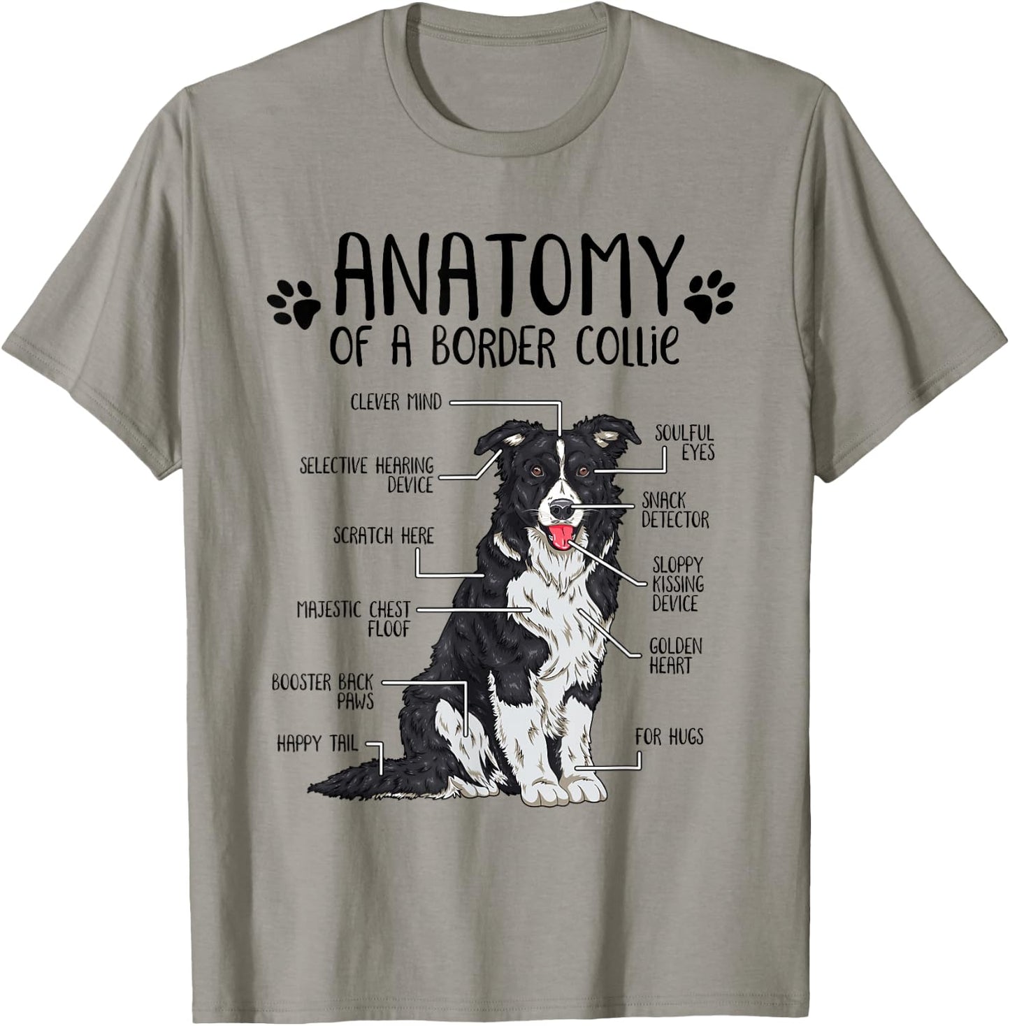 Funny Anatomy Border Collie Dog Lover Border Collie Owner T-Shirt - T-Shirt | Sand