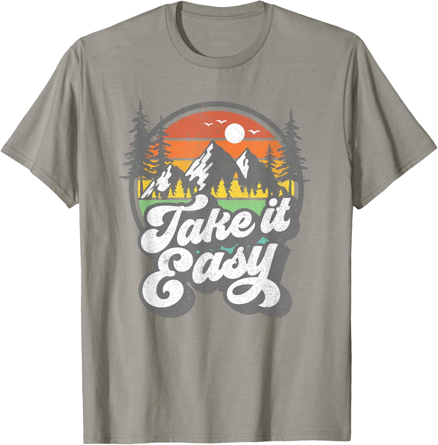 Take It Easy Retro Camping Hiking Camper Outdoor Hiker Gift T-Shirt - T-Shirt | Sand