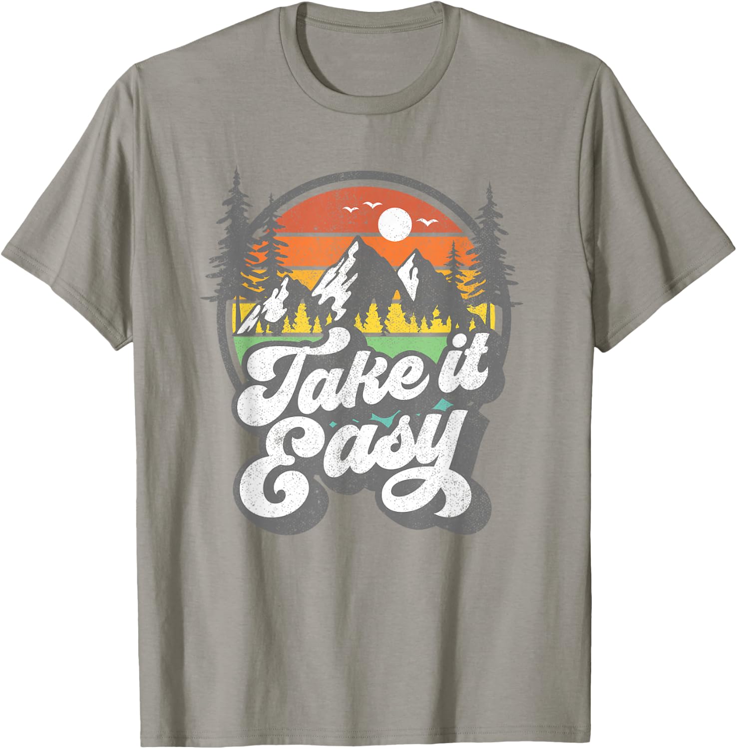 Take It Easy Retro Camping Hiking Camper Outdoor Hiker Gift T-Shirt - T-Shirt | Sand