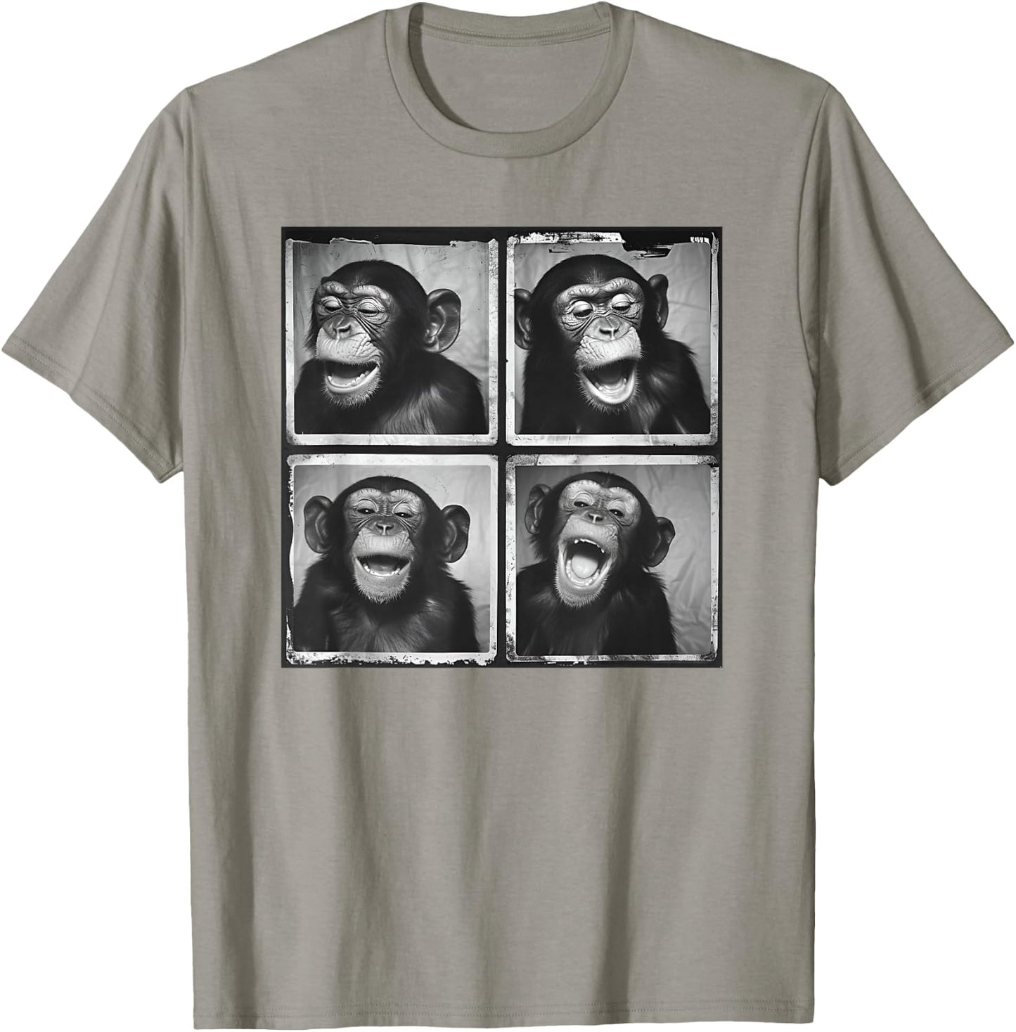 Laughing Chimpanzee Face Portrait Quirky Funny Zoo Animal T-Shirt - T-Shirt | Sand