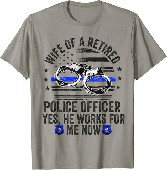 Wife of a Retired Police Officer Proud Retiring Cop Wife T-Shirt - T-Shirt | Sand