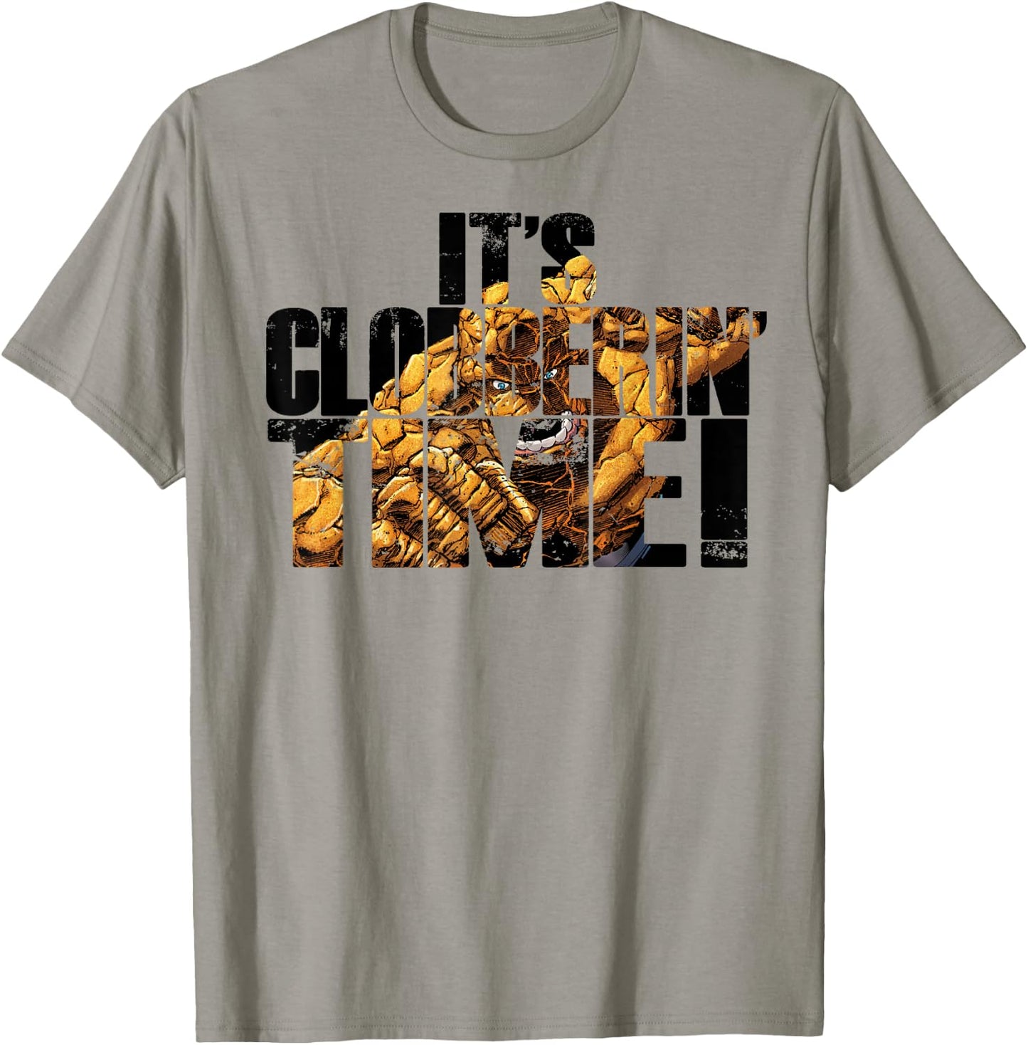 Marvel Fantastic Four It's Clobberin' Time Text Fill T-Shirt - T-Shirt | Sand