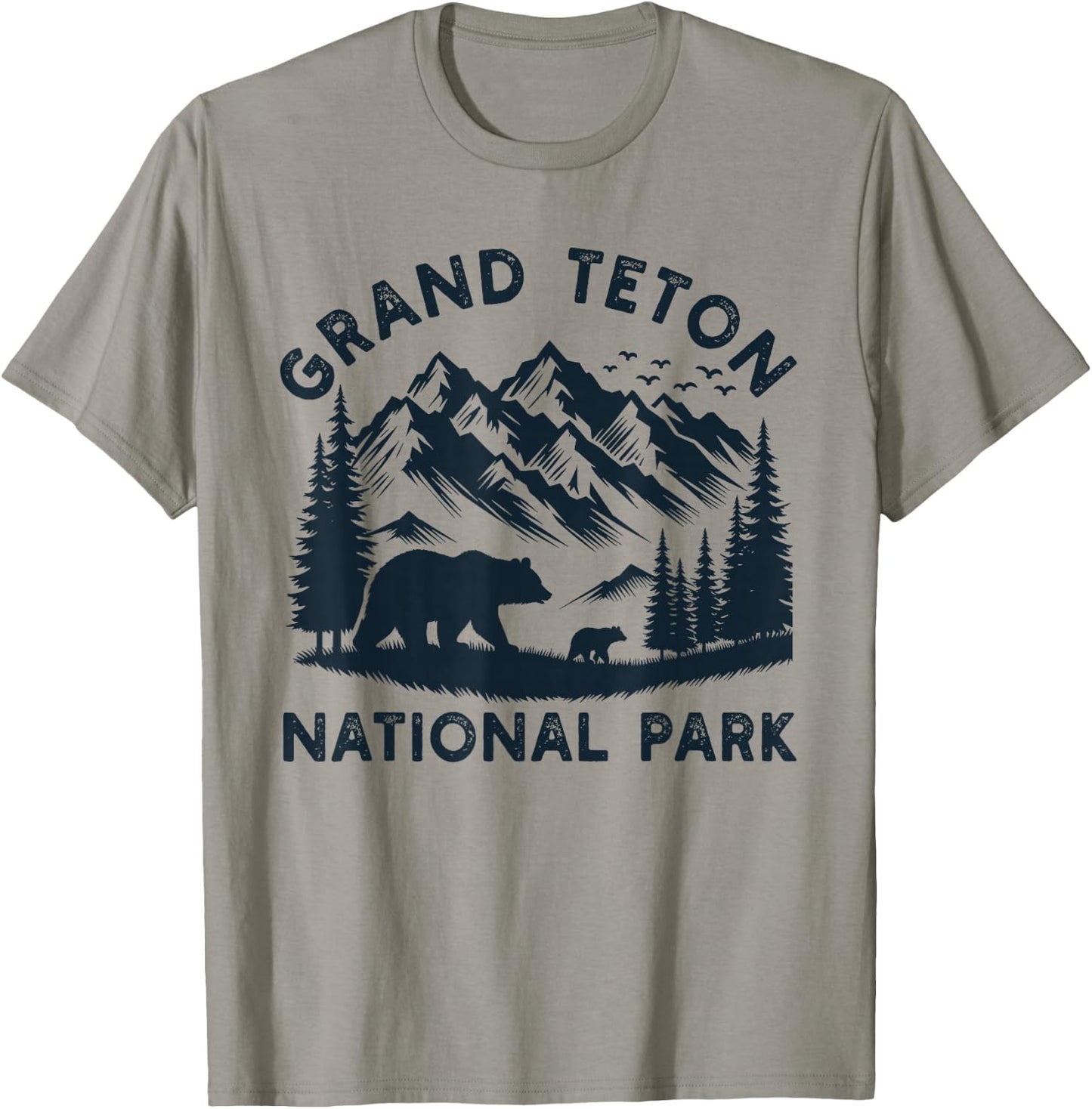 Grand Teton National Park Wyoming Bear Hiking Mountain T-Shirt - T-Shirt | Sand