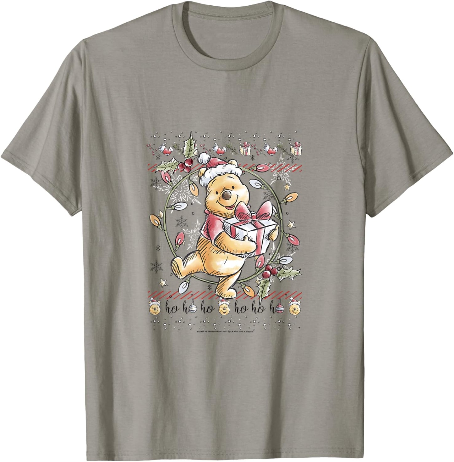 Disney Christmas Winnie The Pooh Ugly Sweater T-Shirt - T-Shirt | Sand