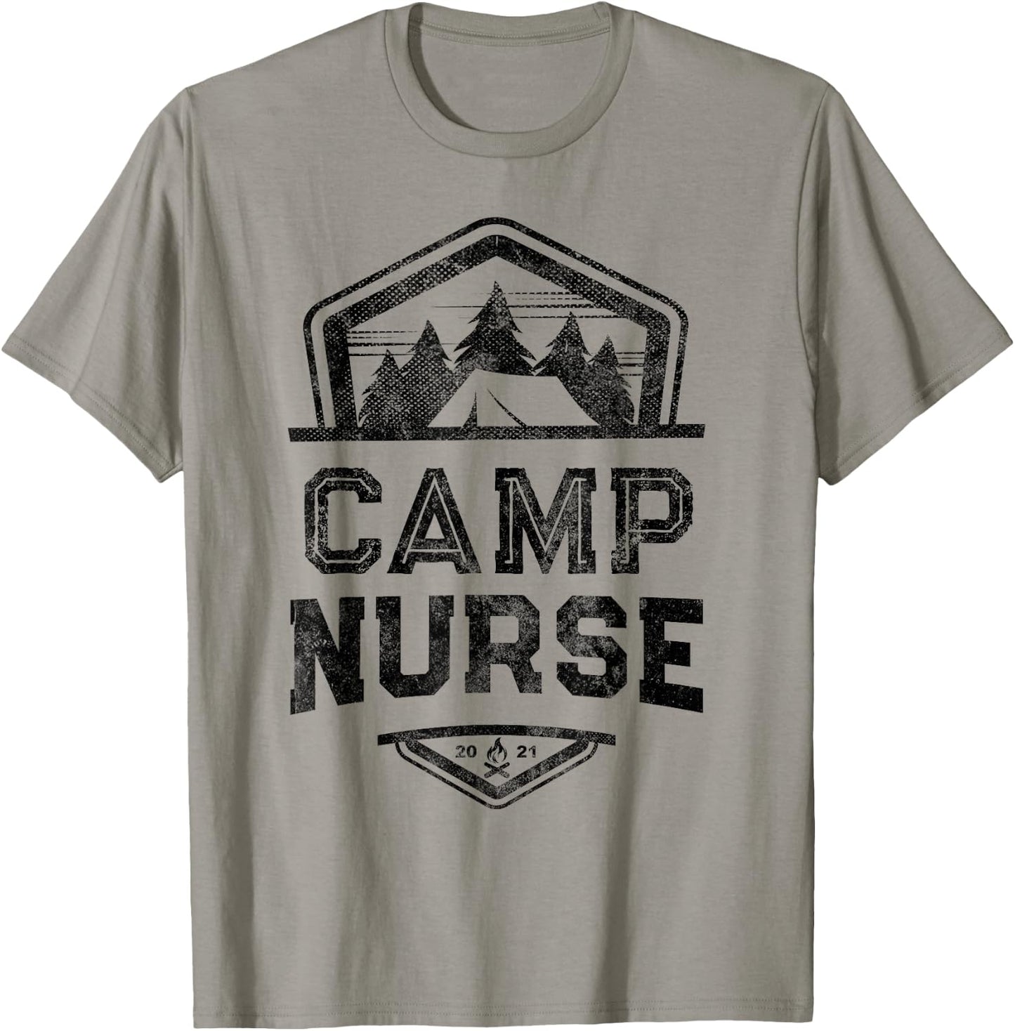 Vintage CAMP NURSE Medical Staff Campground Crew Orange T-Shirt - T-Shirt | Sand
