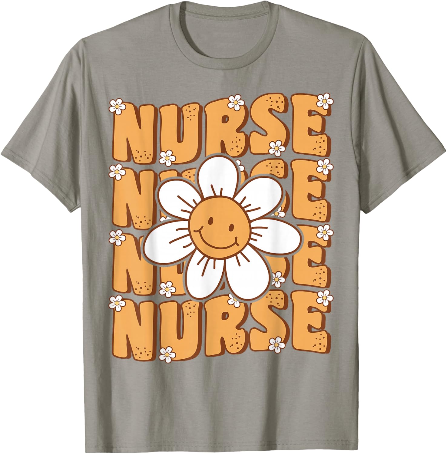Groovy Nurse Cute Daisy Flower Retro School Nurse ICU CNA RN T-Shirt - T-Shirt | Sand