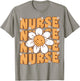 Groovy Nurse Cute Daisy Flower Retro School Nurse ICU CNA RN T-Shirt - T-Shirt | Sand