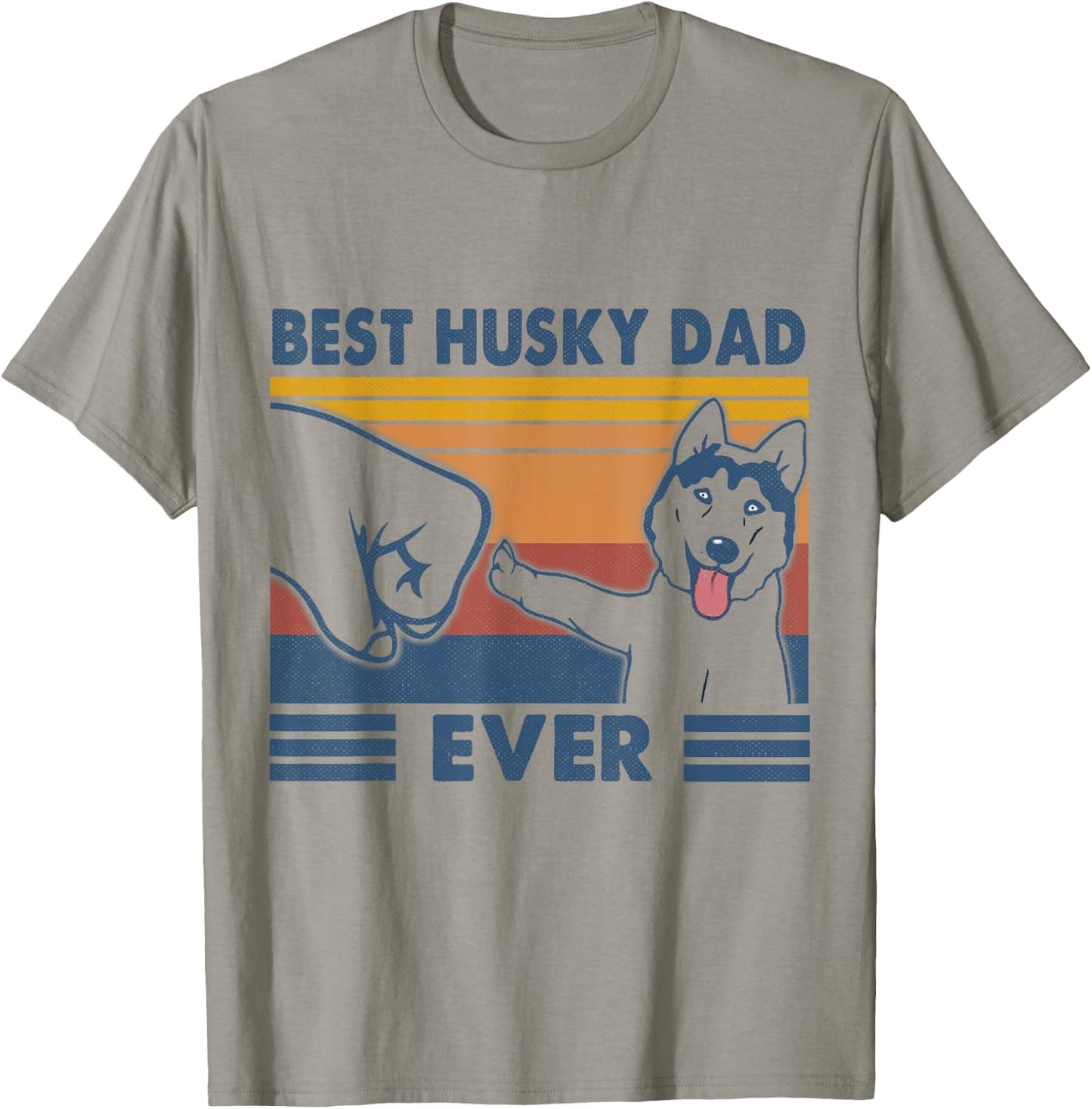 Vintage Best Husky Dad Ever Fist Bump Funny Husky Lover Gift T-Shirt - T-Shirt | Sand