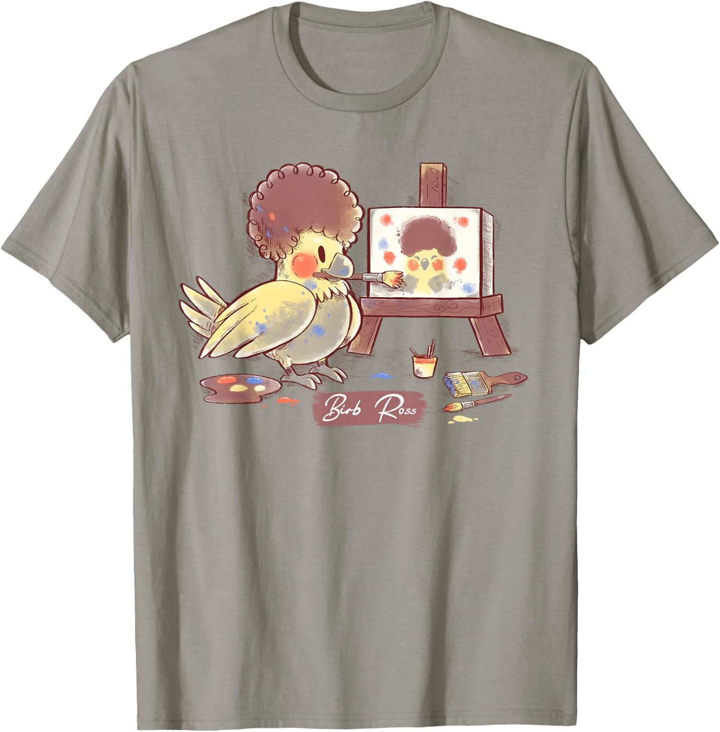 Birb Ross Meme - Yellow Cockatiel Artist Bird T-Shirt - T-Shirt | Sand
