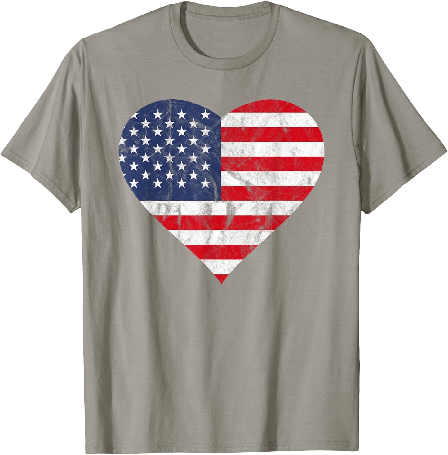 Fourth Of July American Flag Vintage Heart Cute Independence Women Kids Men T-Shirt - T-Shirt | Sand