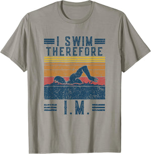 Vintage IM Retro I Swim Therefore I.M. Funny Saying Swimming T-Shirt - T-Shirt | Sand