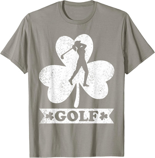 Lucky Shamrock Golfer Golf St. Patrick's Day T-Shirt - T-Shirt | Sand