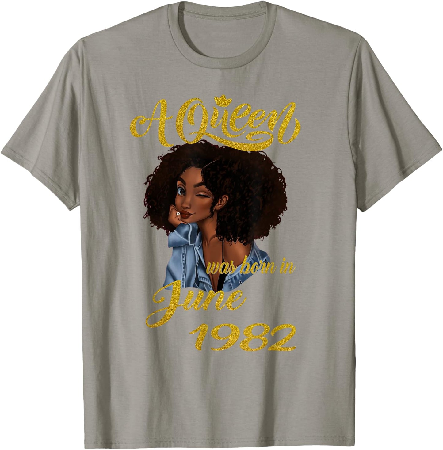 A Queen Was Born in June 1982 39th Birthday Gift T-Shirt - T-Shirt | Sand