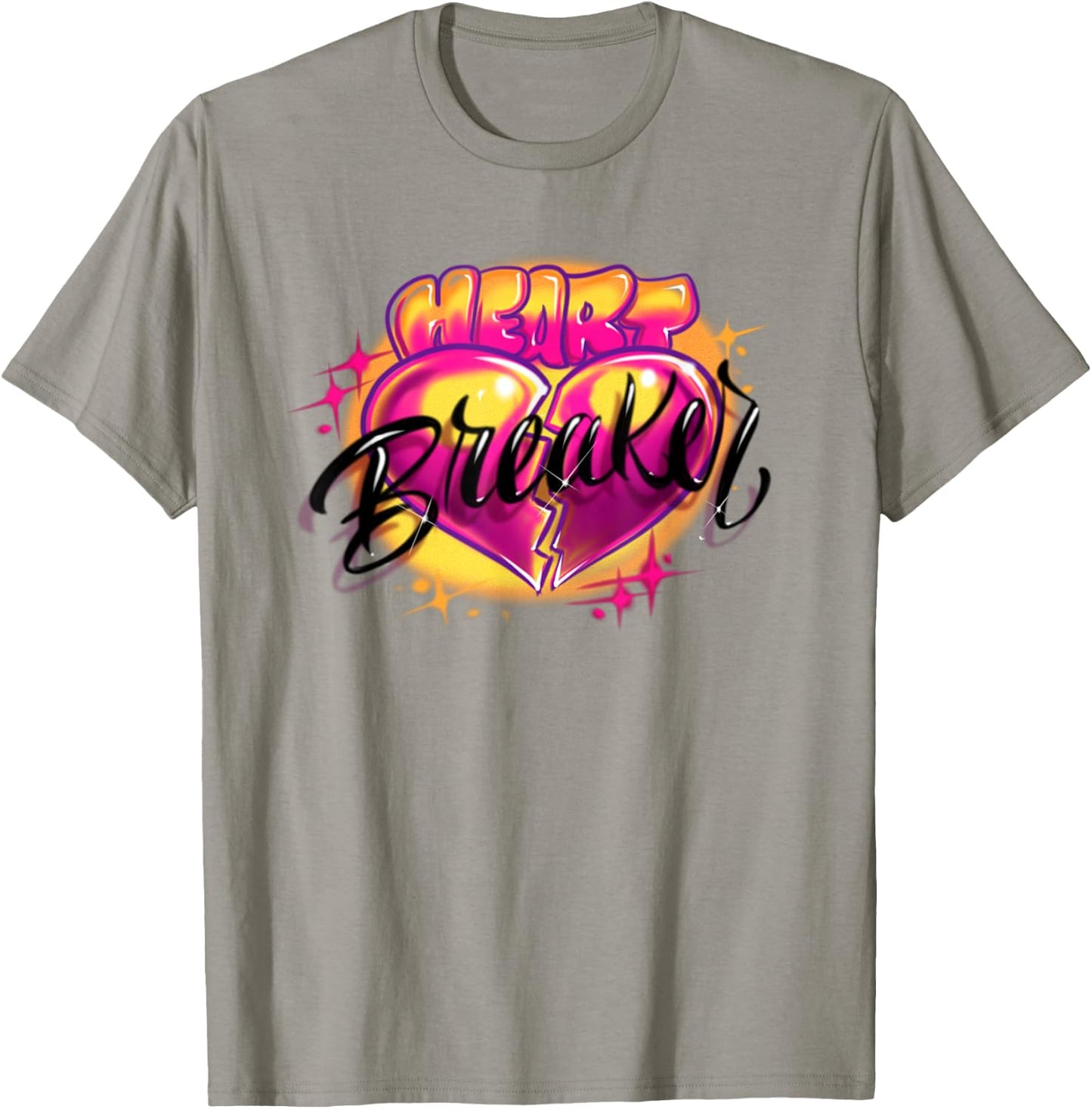 Classic Airbrush Style Illustration Pink Swirls, Heart T-Shirt - T-Shirt | Sand