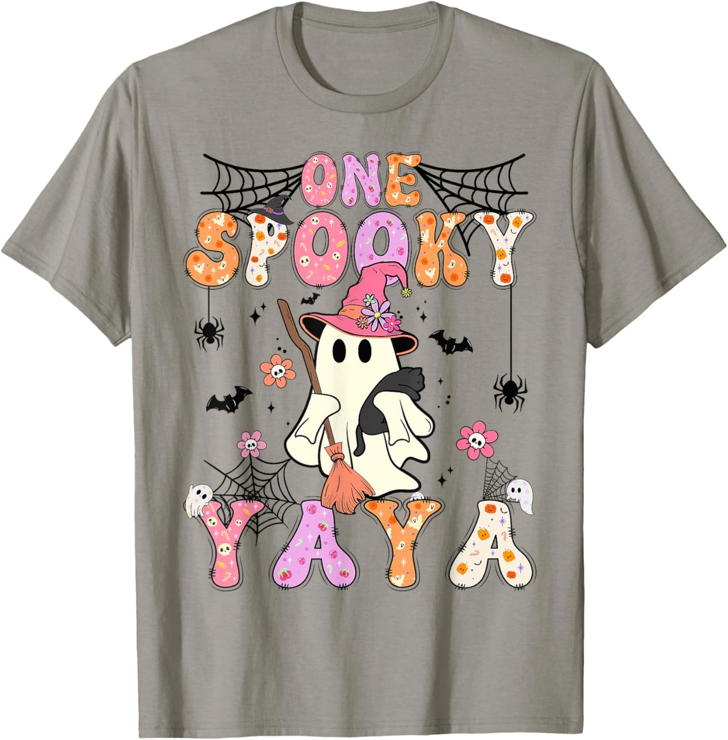 Groovy One Spooky Yaya Retro Halloween Cute Ghost T-Shirt - T-Shirt | Sand