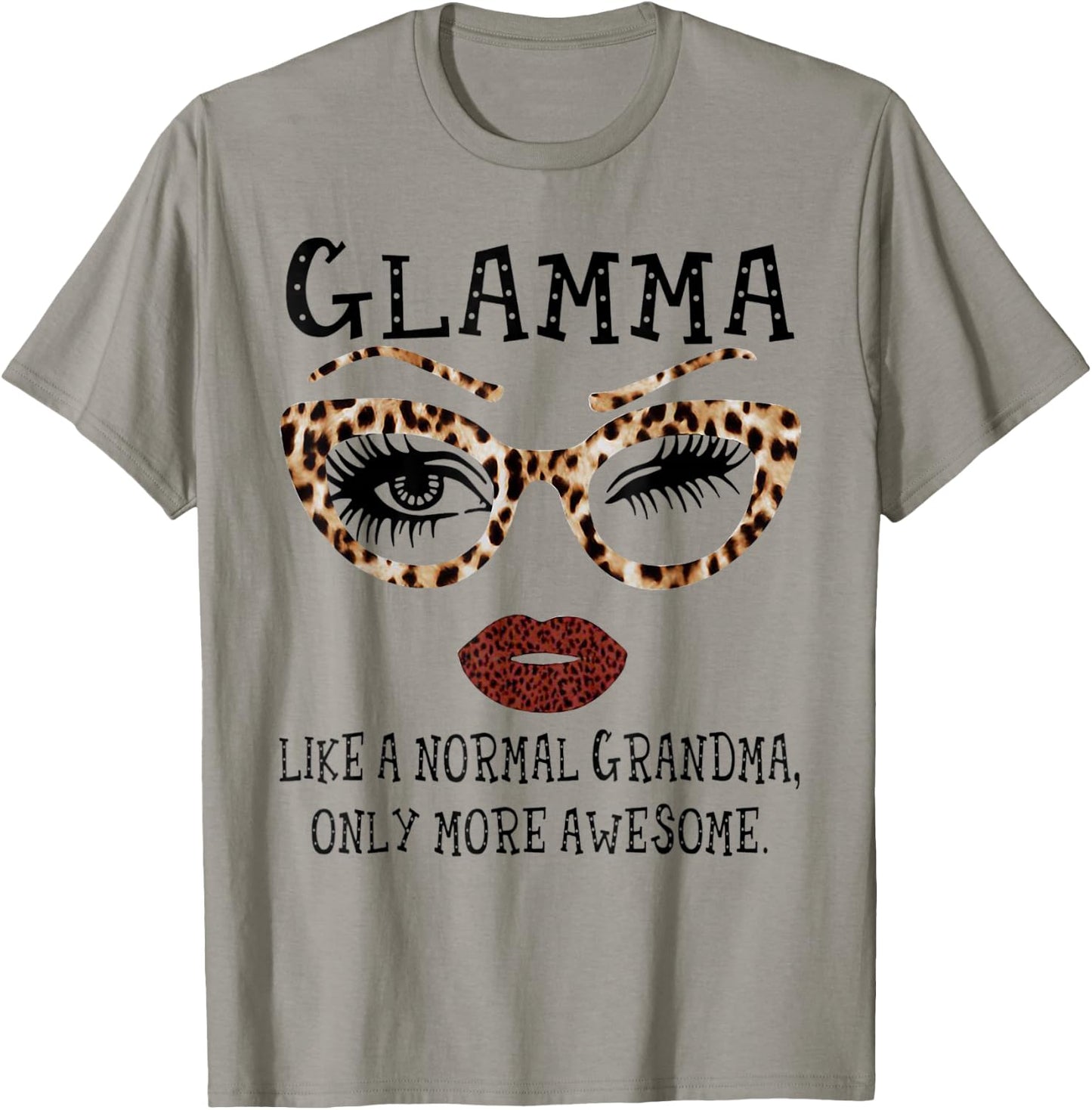 Glamma Like A Normal Grandma Glasses Leopard Style Face T-Shirt - T-Shirt | Sand