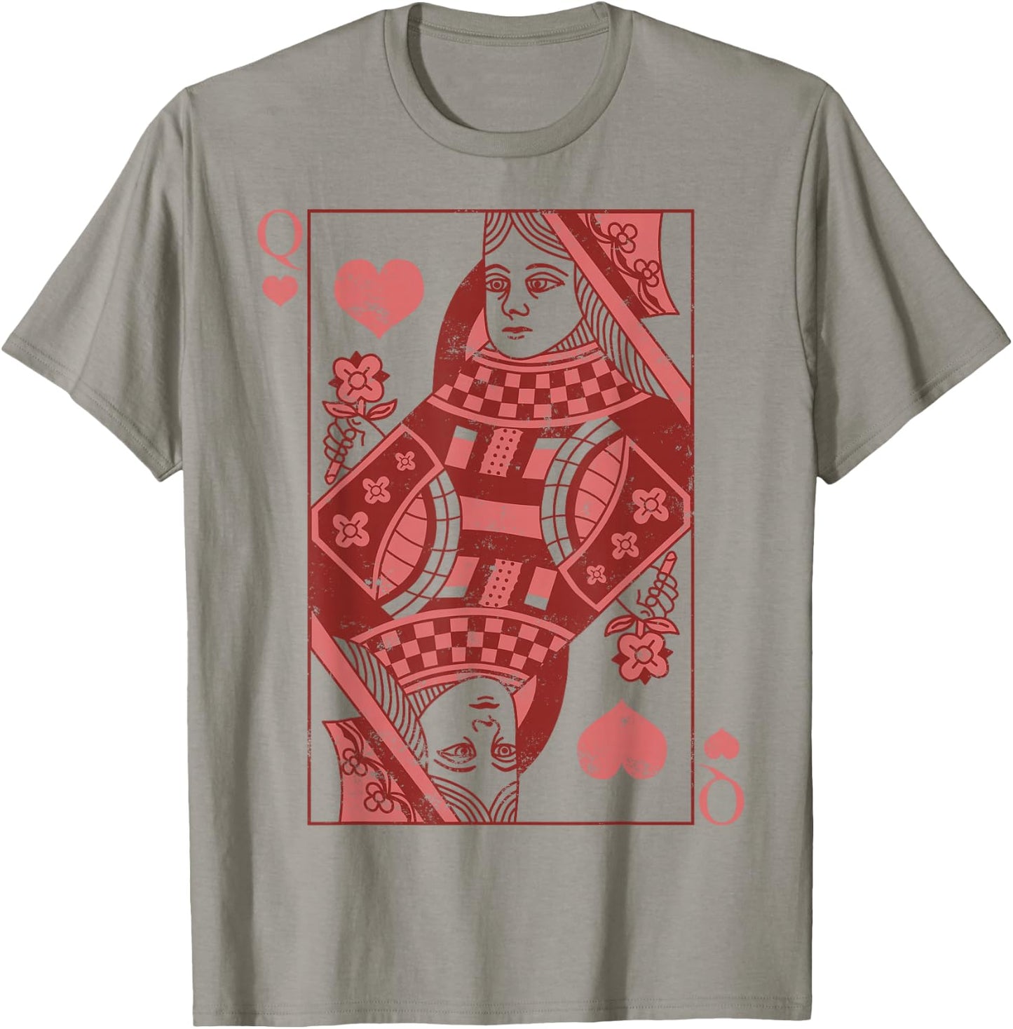 Queen of Hearts Classic Card Game Icon Valentine Graphic T-Shirt - T-Shirt | Sand