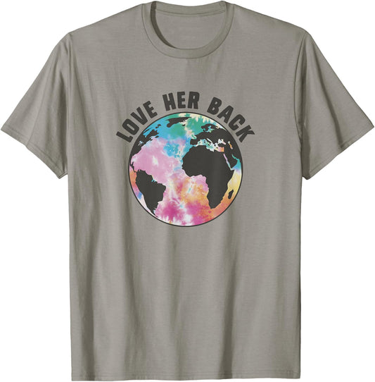 Earth Day Fifth Sun Love Her Back Tie-Dye Earth Portrait T-Shirt - T-Shirt | Sand