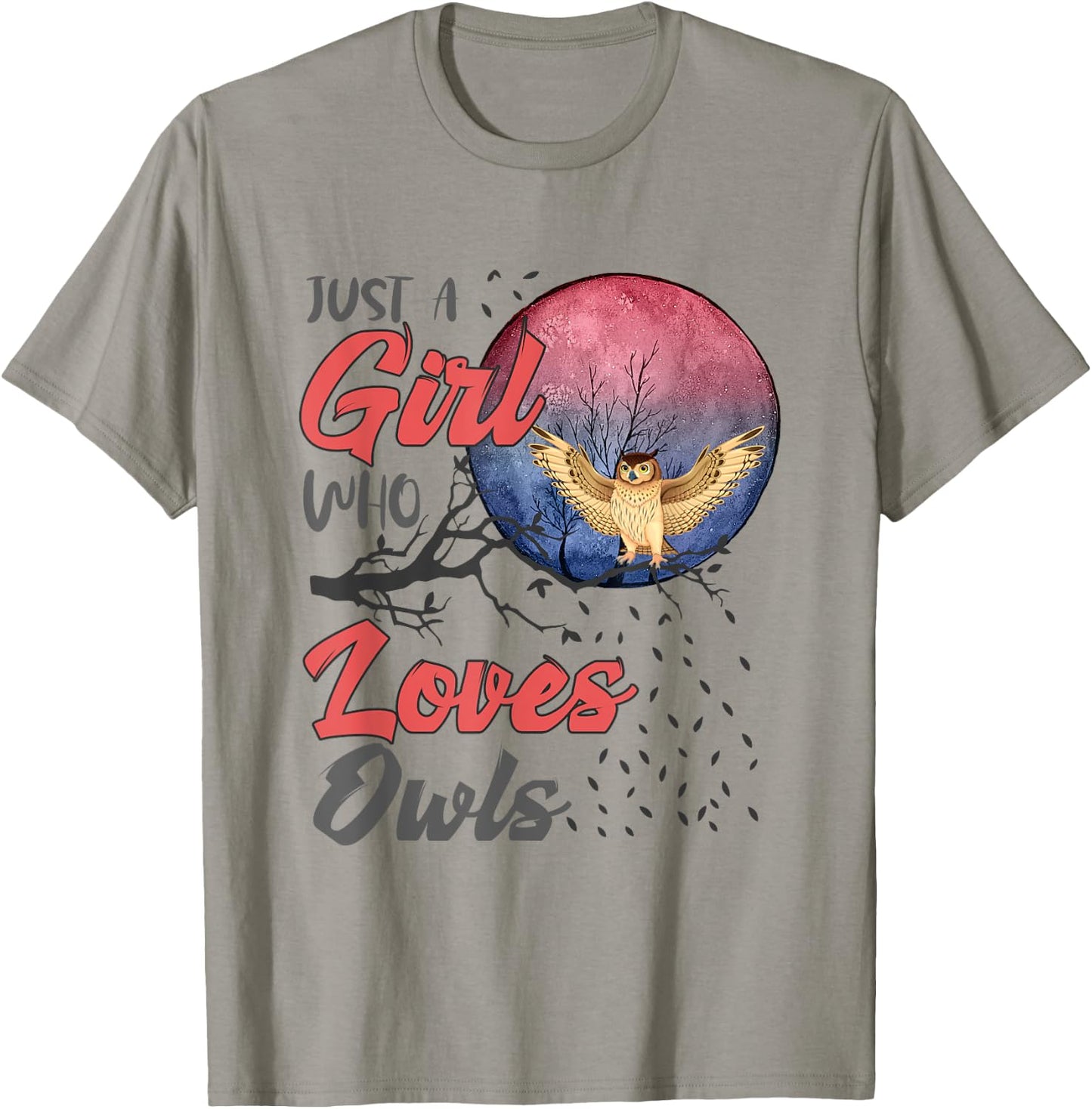 Cute Just a Girl Who Loves Owls Girls Women Bird Watchers T-Shirt - T-Shirt | Sand