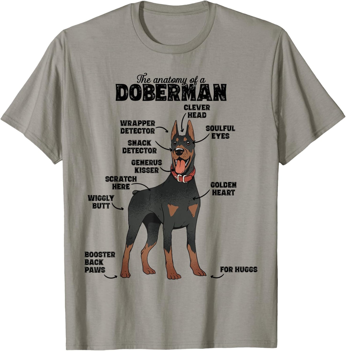 The Hilarious Anatomy of a Doberman T-Shirt - T-Shirt | Sand