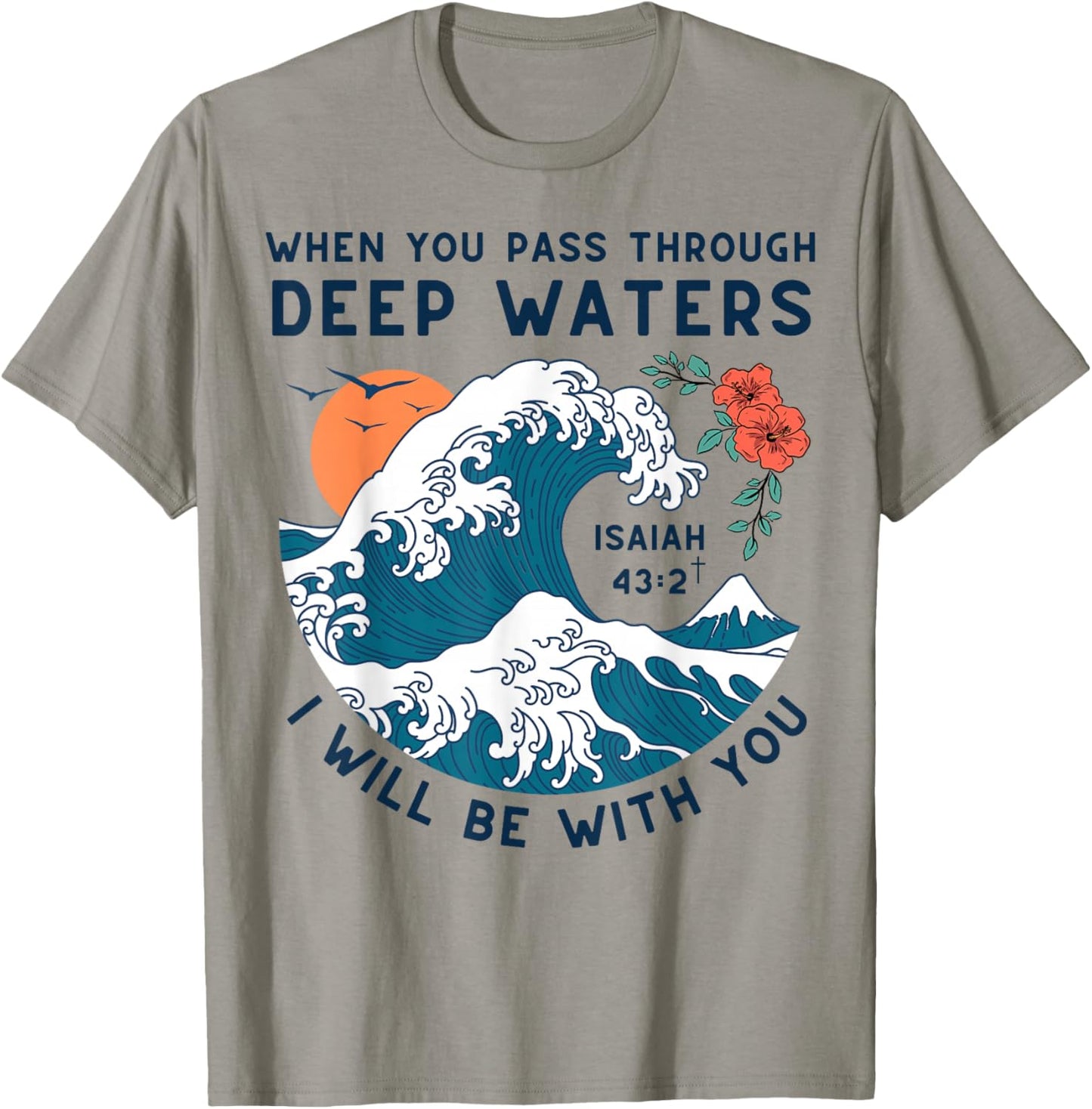 Isaiah 43:2 Inspirational Christian Bible Verse Retro T-Shirt - T-Shirt | Sand